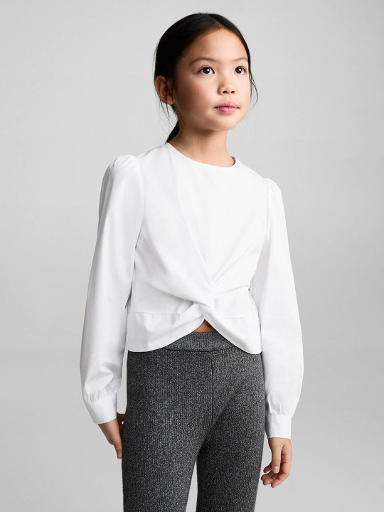 Mango Kids Girls Twisted Pure Cotton Top