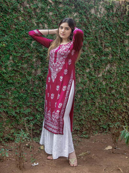 KALINI Chikankari Embroidered Kurti
