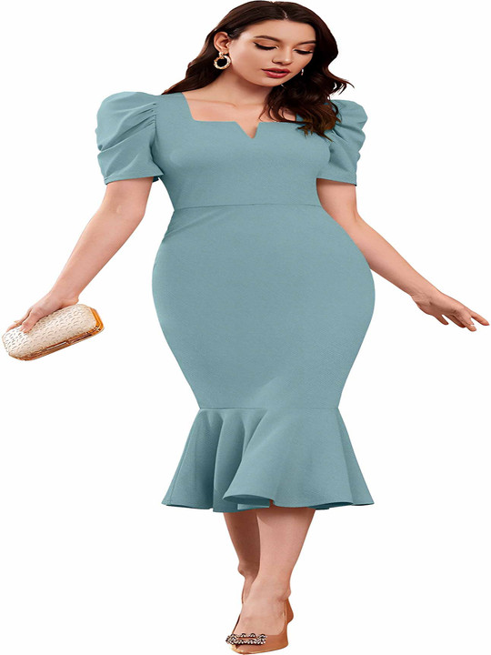 SATPURUSH Women Puff Sleeve Sheath Midi Dress