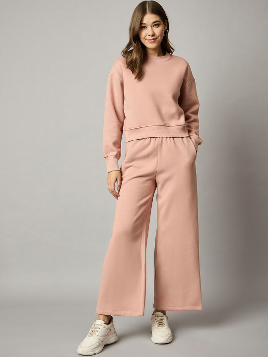 Nun Round Neck Sweatshirt With Trousers Co-Ords
