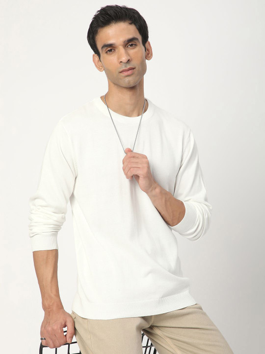 R&B Men Round Neck Long Sleeves Pullover Sweater