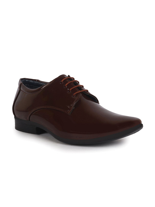FAUSTO Men Patent Leather Lace-Ups Formal Derbys