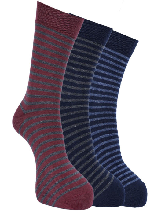 Force NXT Men Pack Of 3 Striped Cotton Crew-Length Socks