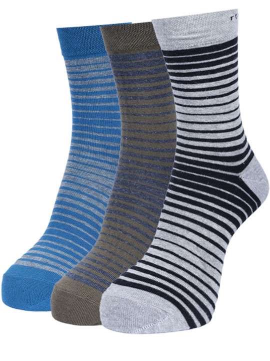 Force NXT Pack Of 3 Striped Calf-Length Socks