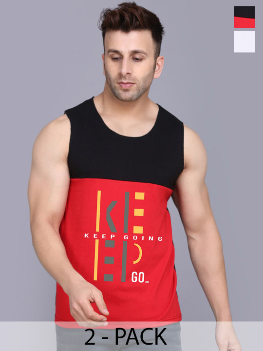 SLOWLORIS Pack Of 2 Printed Innerwear Vests