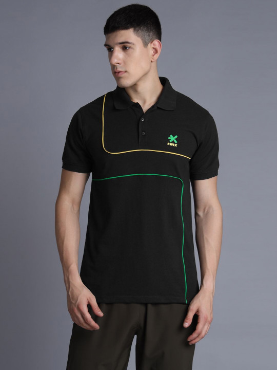 HRX by Hrithik Roshan Men Solid Polo Collar Cotton T-shirt