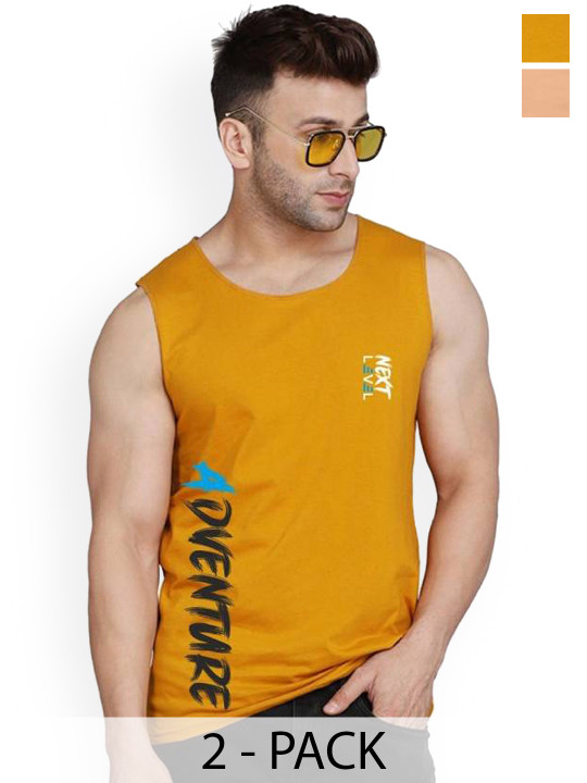 SLOWLORIS Pack Of 2 Printed Cotton Gym Innerwear Vests