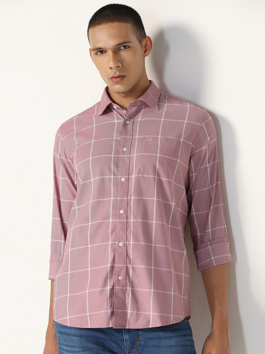 Blackberrys Men Slim Fit Windowpane Checks Opaque Checked Casual Shirt