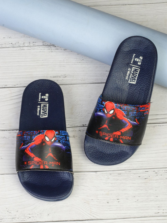 toothless Boys Spider Man Graphic Cushioned Footbed Anti Slip Comfort Sliders