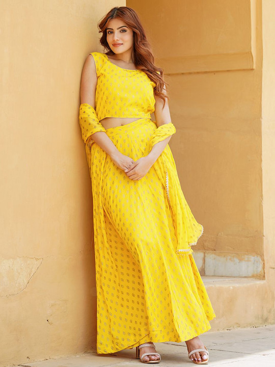 KALINI Printed Foil Print Ready to Wear Lehenga & Blouse With Dupatta