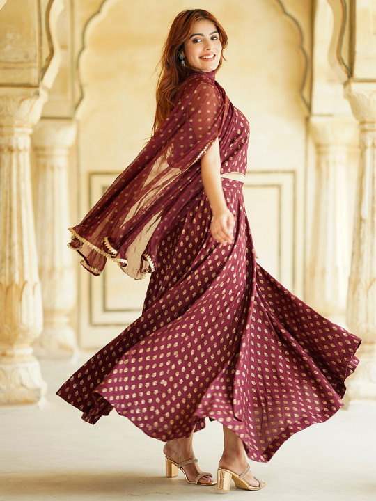 KALINI Printed Foil Print Ready to Wear Lehenga & Blouse With Dupatta