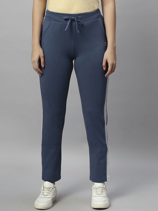 LAASA SPORTS Solid Women Cotton Striped Track-Pants