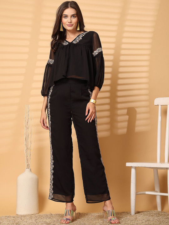 ARDITA Embroidered Top & Trouser Co-Ord Set