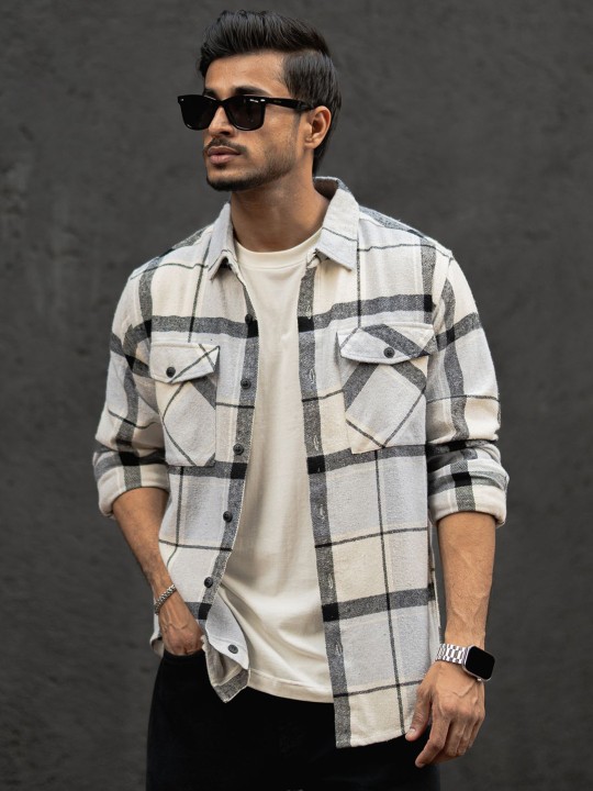 Men Windowpane Checks Opaque Checked Casual Shirt deal from myntra