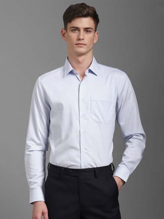 Louis Philippe Men Slim Fit Opaque Checked Formal Shirt