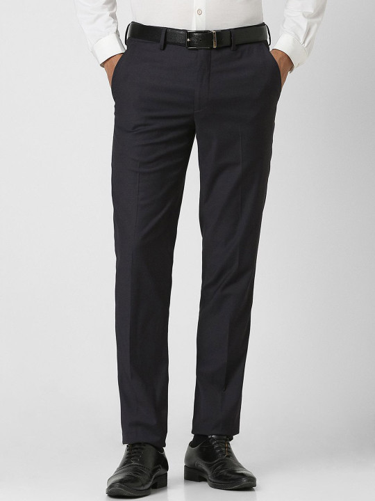 Van Heusen Men Slim Fit Mid-Rise Formal Trousers