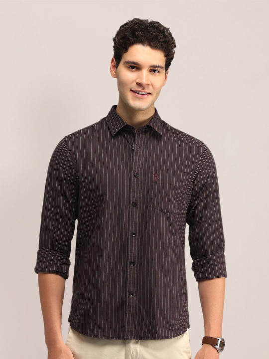 U.S. Polo Assn. Men Slim Fit Opaque Striped Casual Shirt
