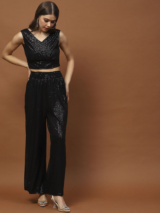 StyleCast X SERA Embellished V-Neck Sleeveless Top With Trouser