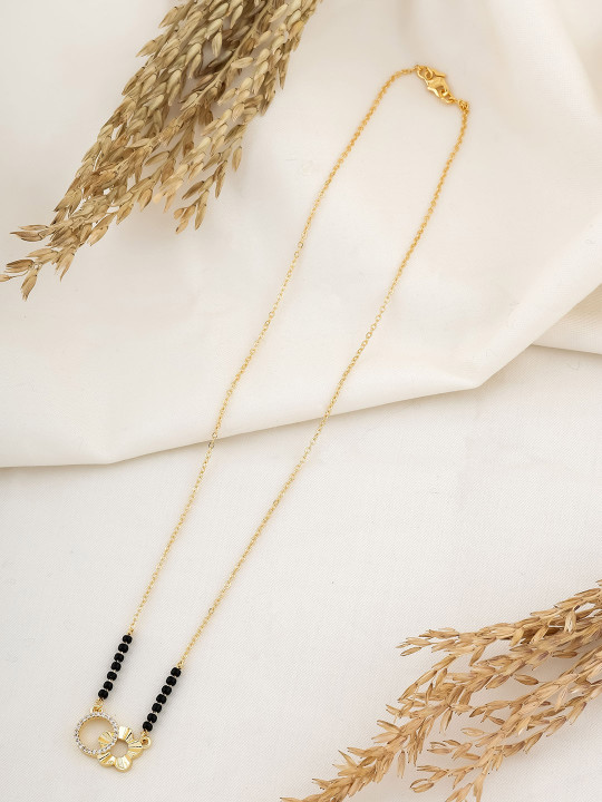 Wynona Gold-Plated Stone Studded & Beaded Mangalsutra