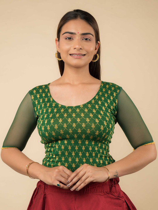 Bindigasm's Advi Patterned Stretchable Saree Blouse