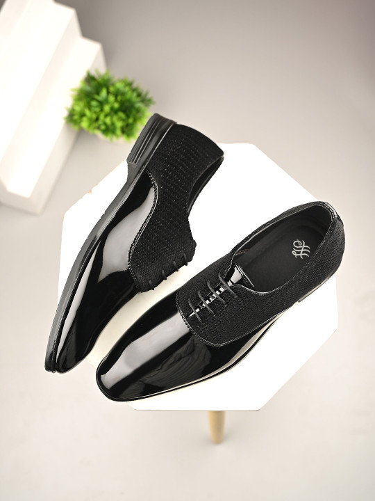 House of Pataudi House Of Pataudi Men Faux Leather Formal Lace Up Derbys
