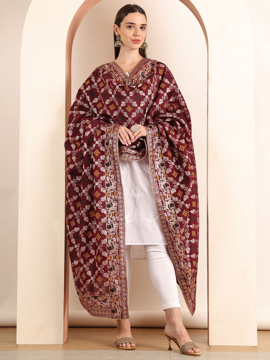SOUNDARYA Woven Design Bandhani Dupatta