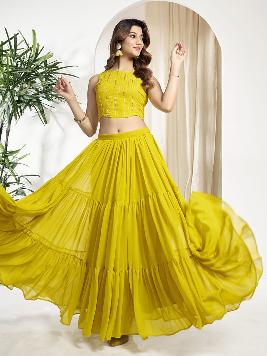 Inddus Embroidered Top With Skirt Co-Ords