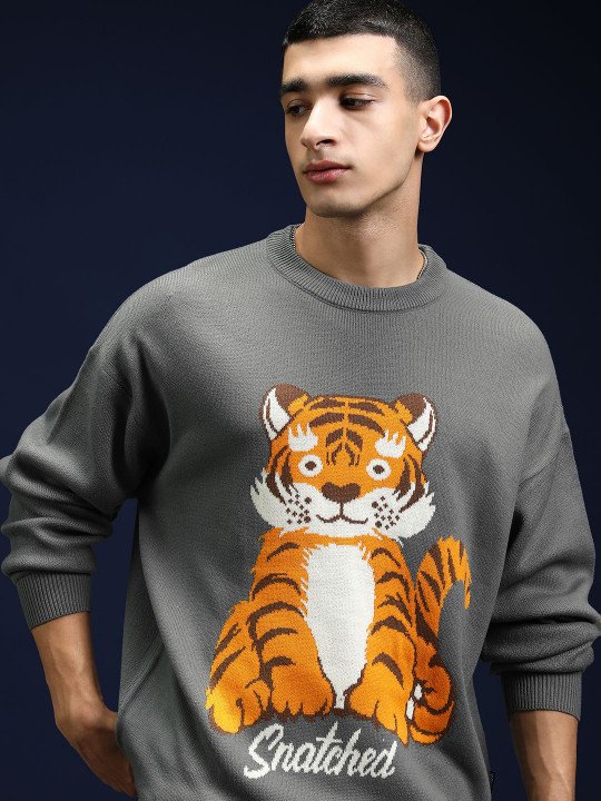HIGHLANDER Men Graphic Self Design Pullover
