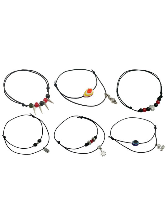 HIGH TRENDZ Unisex Set of 6 Beaded Single Leg Anklets