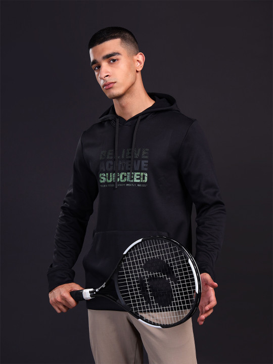 Technosport Men Printed Antimicrobial Hooded Sweatshirt