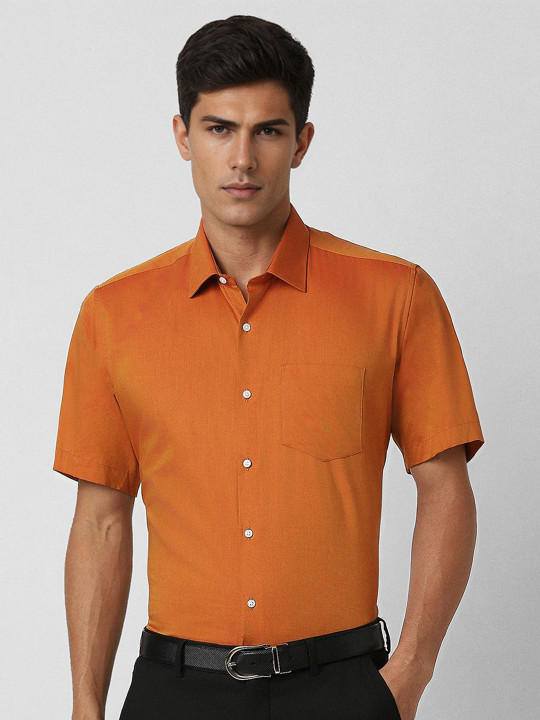 Van Heusen Men Spread Collar Solid Cotton Slim Fit Formal Shirt