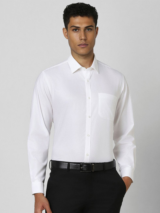 Van Heusen Men Spread Collar Solid Cotton Slim Fit Formal Shirt