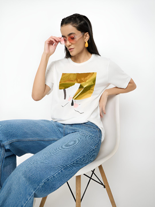 Mast & Harbour Women Printed Pockets T-shirt
