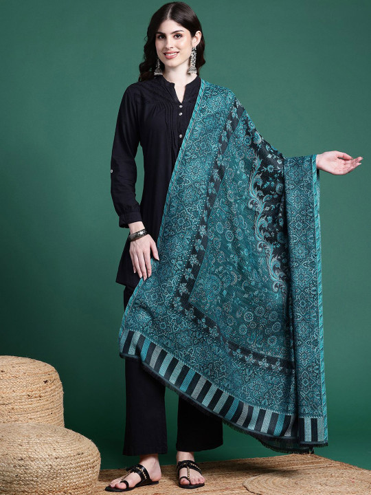 Sangria Floral Woven Design Shawl