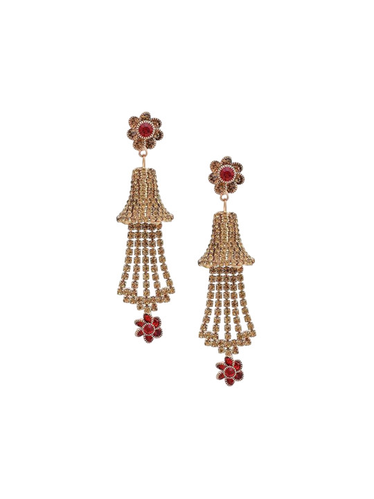 MEMOIR Gold Plated Cubic Zirconia Studded Dome Shaped Jhumkas