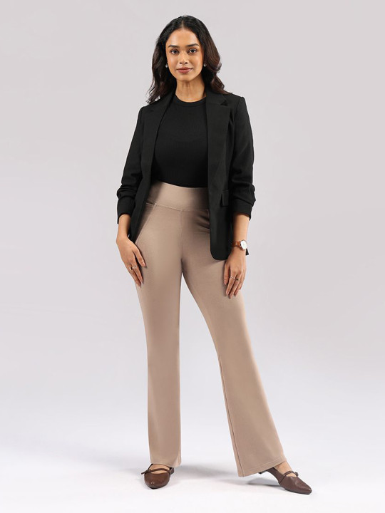 Blissclub Women High-Rise Flared Regular Trousers