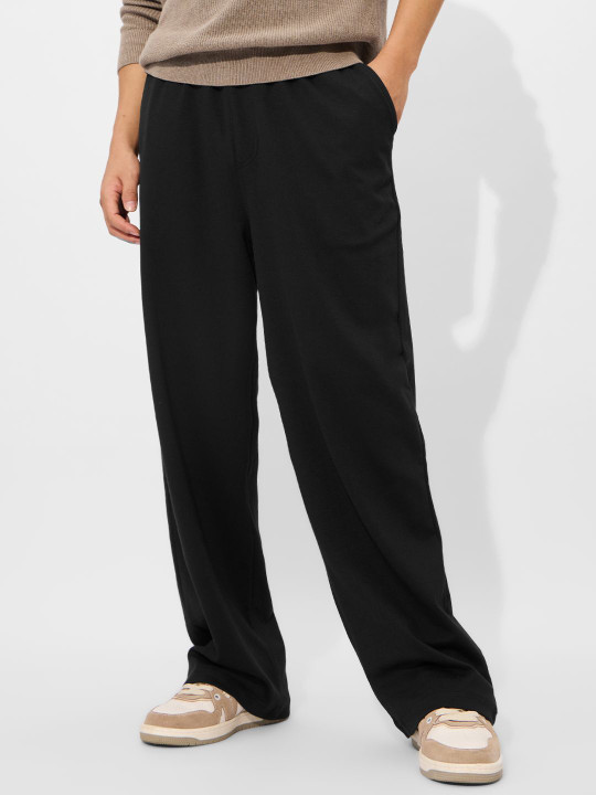 The Souled Store Men Relaxed Fit Solid Black Korean Joggers