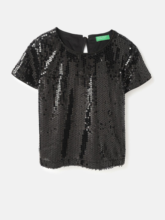 United Colors of Benetton Girls Embellished Round Neck Top