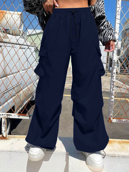 BUY NEW TREND Women Relaxed Loose Fit High-Rise Cargos Trousers