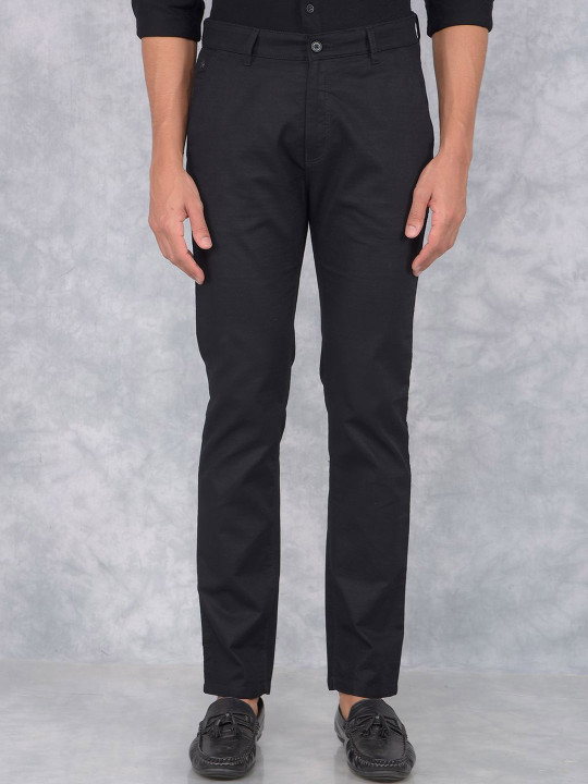 Crimsoune Club Men Cotton Solid Smart Slim Fit Chinos Trousers