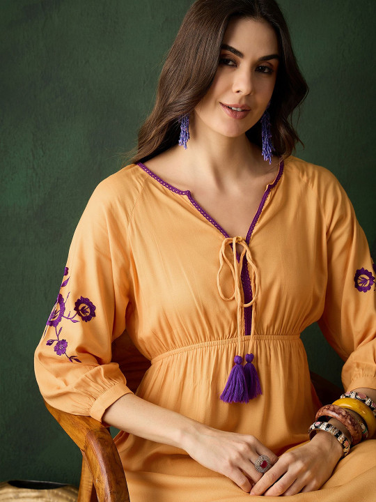 Sangria Women V-Neck Fit & Flare Midi Dresses