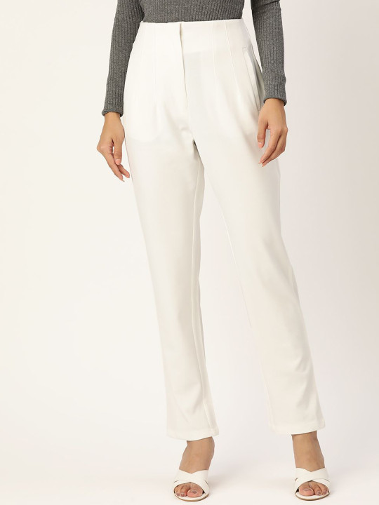 Zastraa Women Comfort Slim Fit High-Rise Regular Trousers