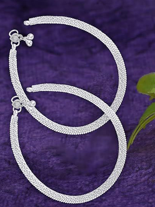 Heer Collection Set Of 2 Silver-Plated Anklets