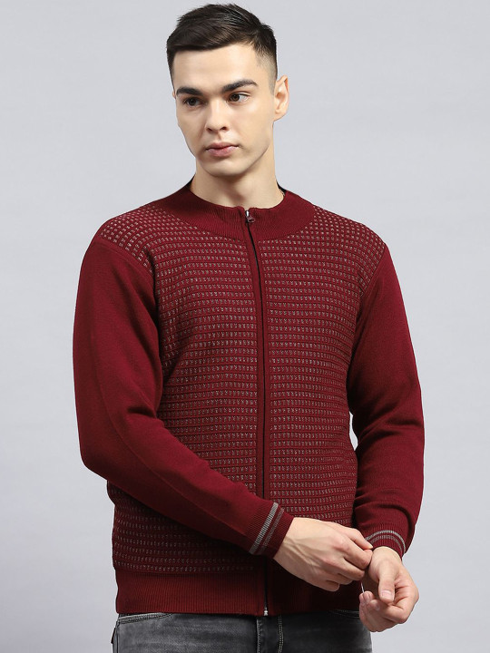 Monte Carlo Men Self Design Woollen Cardigan