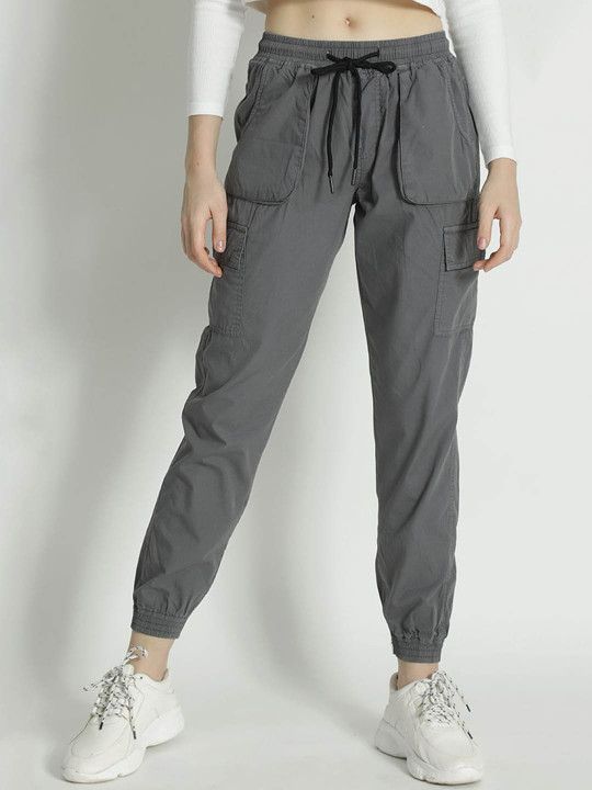 Roadster Women Cotton Mid-Rise Pure Cotton Cargo Joggers