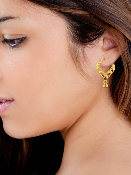 DIVASTRI Set Of 4 Gold-Plated Stone Studded Circular Hoop Earrings