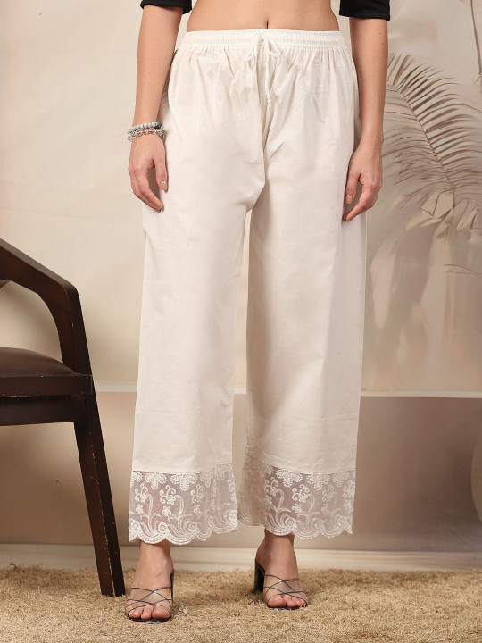 Clora Creation Women Cotton Straight Hem Design Palazzos