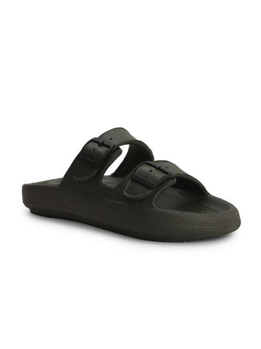 Bata Men Olive Open Toe Synthetic Casual Sliders Flip Flops