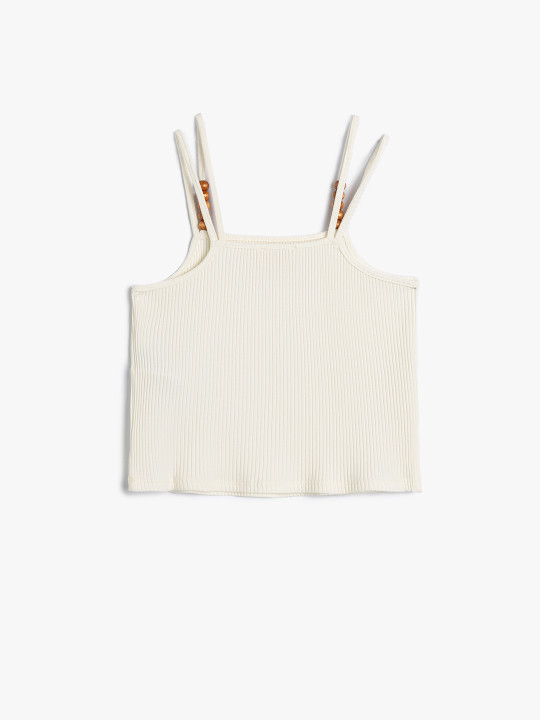 Koton Girls Solid Shoulder Straps Cotton Crop Top