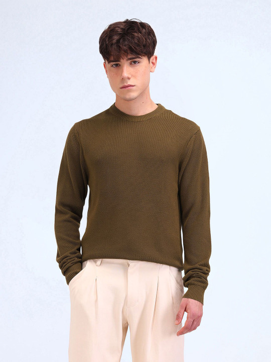Flying Machine Men Round Neck Cotton Pullover